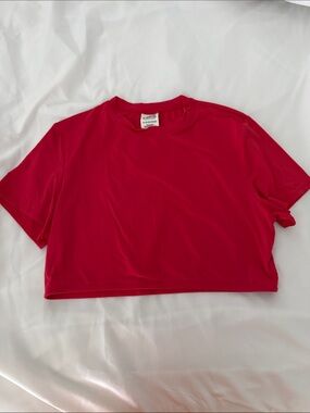 PINK Victoria's Secret Red Cropped Crew Tee